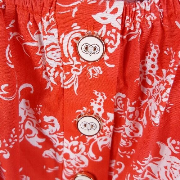 CAROLINE CONSTAS Womens Dress XS Red Pullover Fit Flare Floral Puff BARDOT Girly - Picture 4 of 11